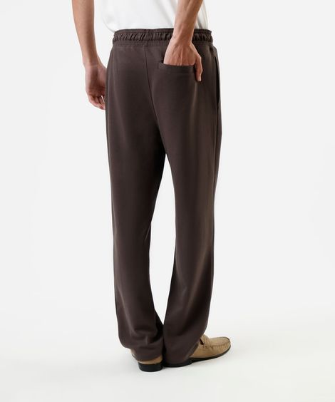 calça masculina de moletom cós elástico marrom