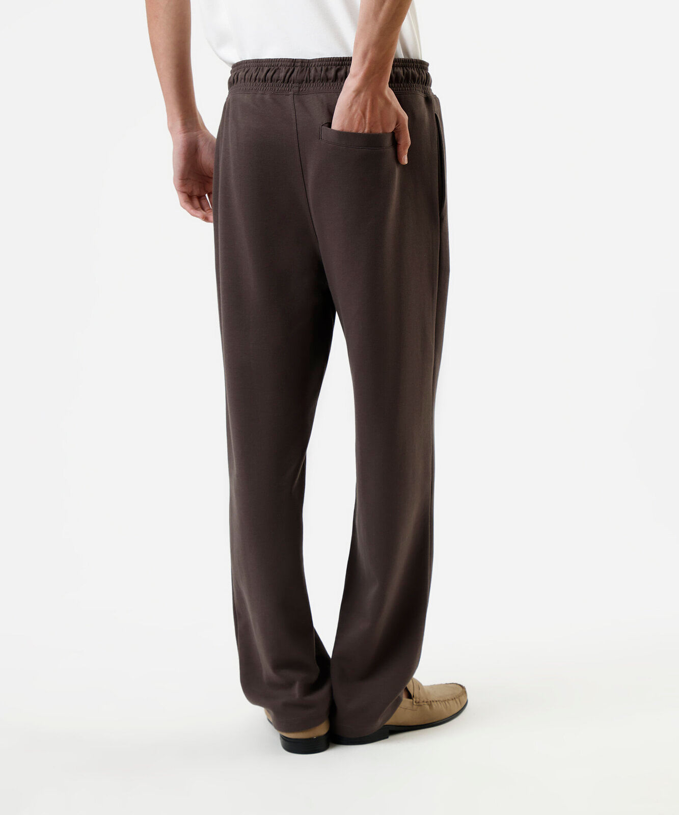 calça masculina de moletom cós elástico marrom