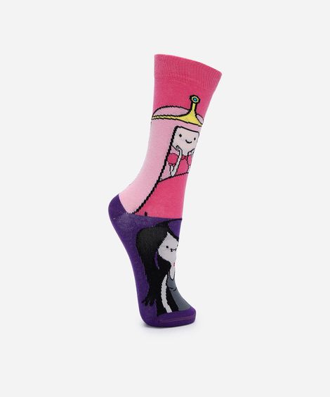 meia cano alto hora da aventura rosa