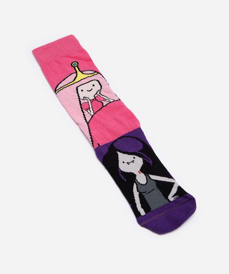 meia cano alto hora da aventura rosa