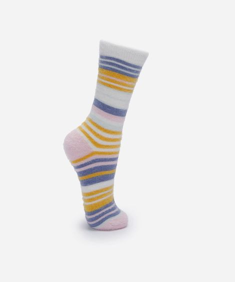 meia cano alto listrada texturizada colorido