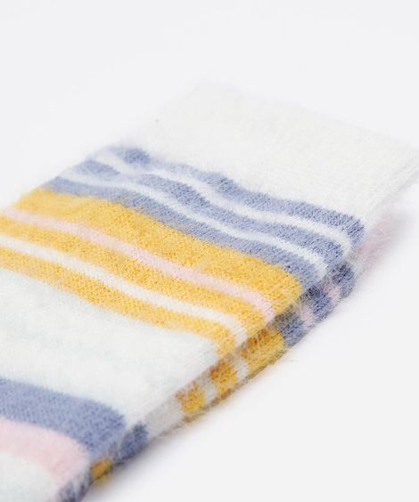 meia cano alto listrada texturizada colorido