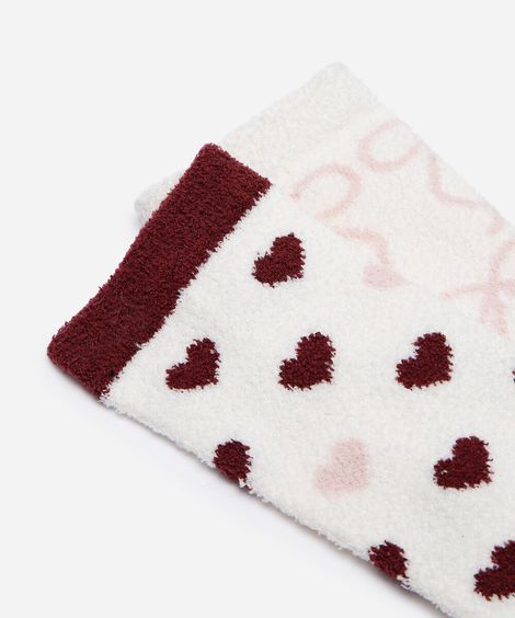 kit de 2 meias cano alto estampadas texturizadas colorido