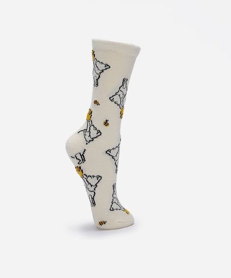 meia cano alto ursinho pooh amarela