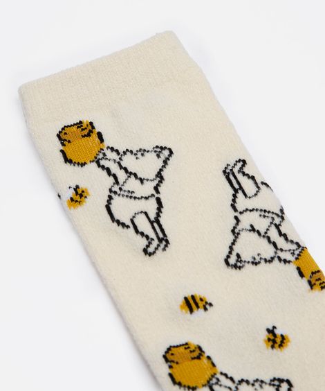 meia cano alto ursinho pooh amarela