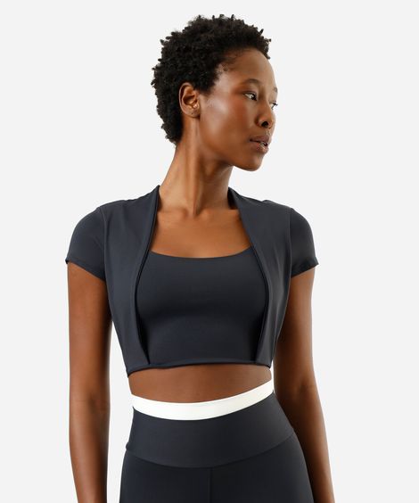 cropped feminino de poliamida esportivo ace preto