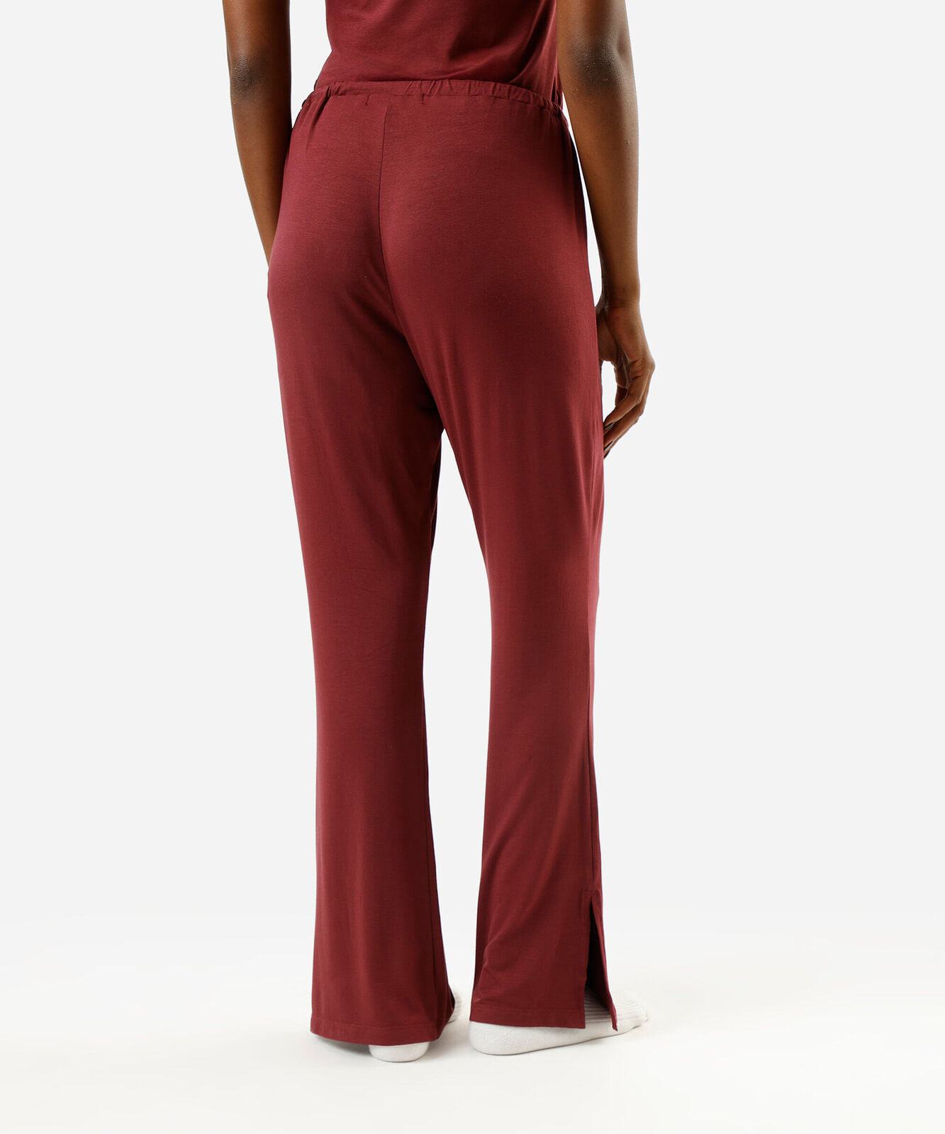 calça de pijama avulsa feminina em viscose vinho