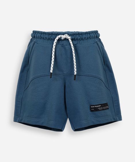 bermuda infantil de moletom recortes azul