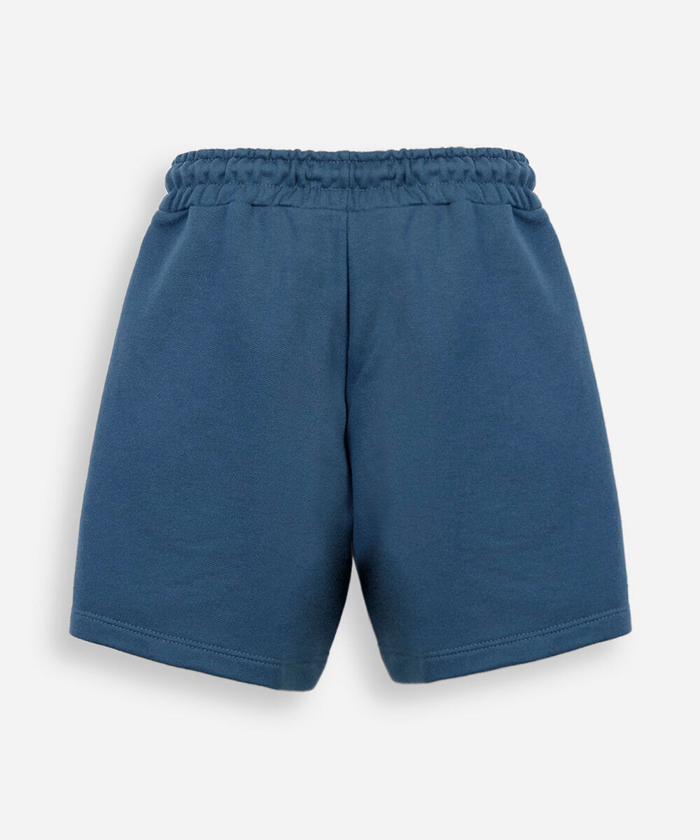 bermuda infantil de moletom recortes azul