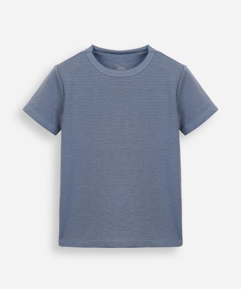 camiseta infantil manga curta canelada azul