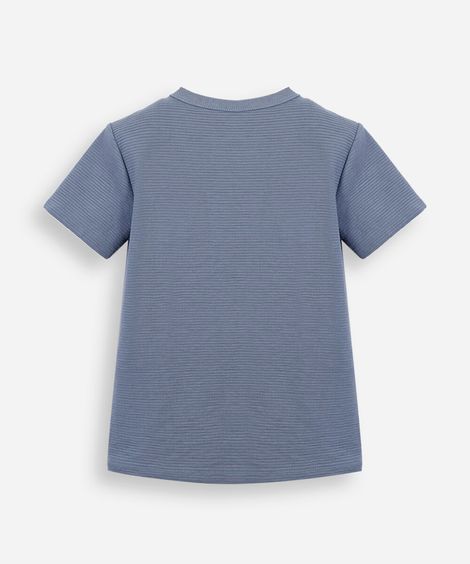 camiseta infantil manga curta canelada azul