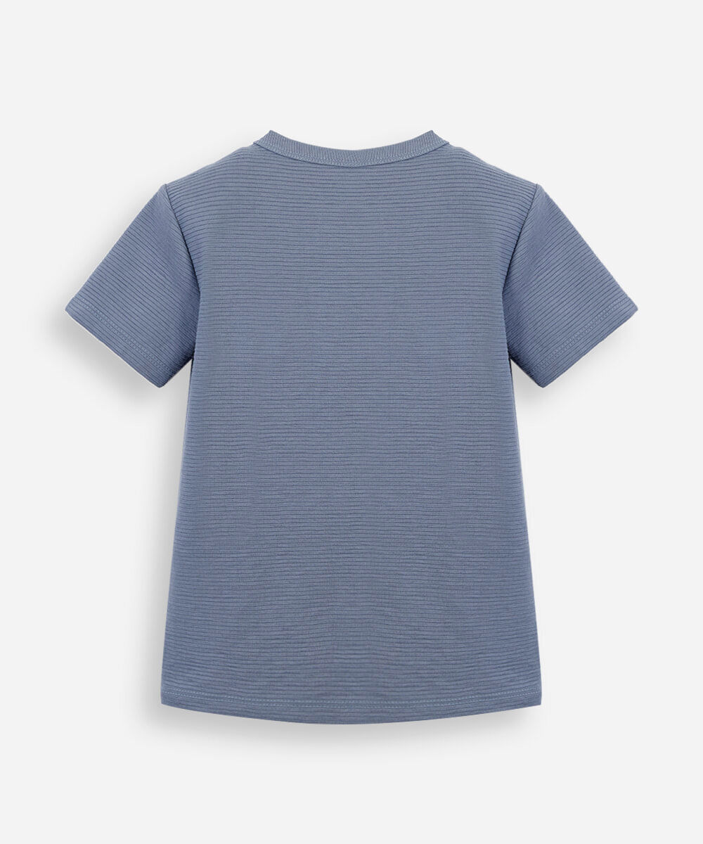 camiseta infantil manga curta canelada azul