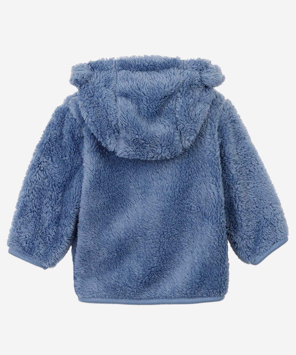 casaco infantil de pelúcia com capuz e orelhas azul