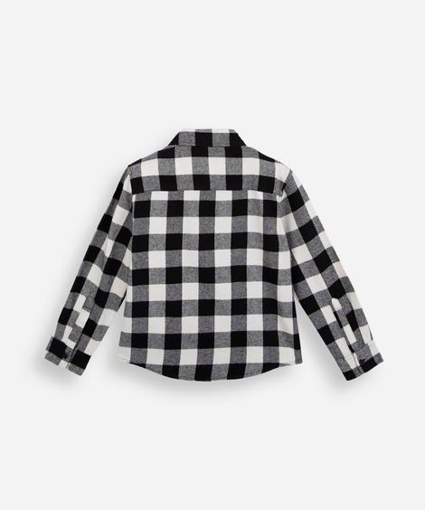 camisa de algodão infantil manga longa xadrez bege