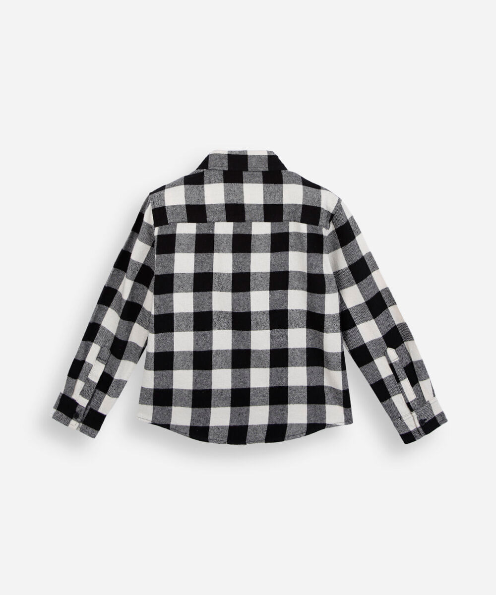 camisa de algodão infantil manga longa xadrez bege