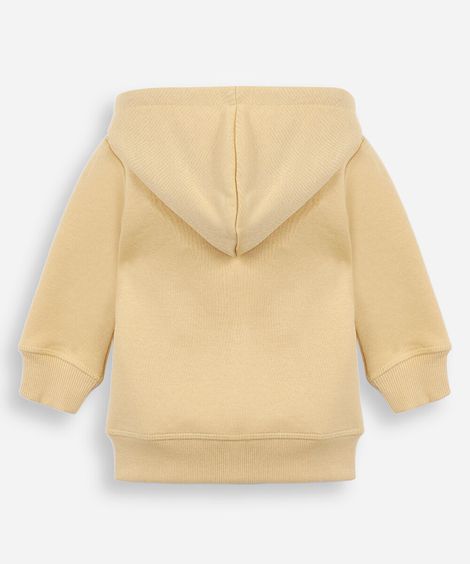 blusão infantil de moletom com capuz e bolso amarelo