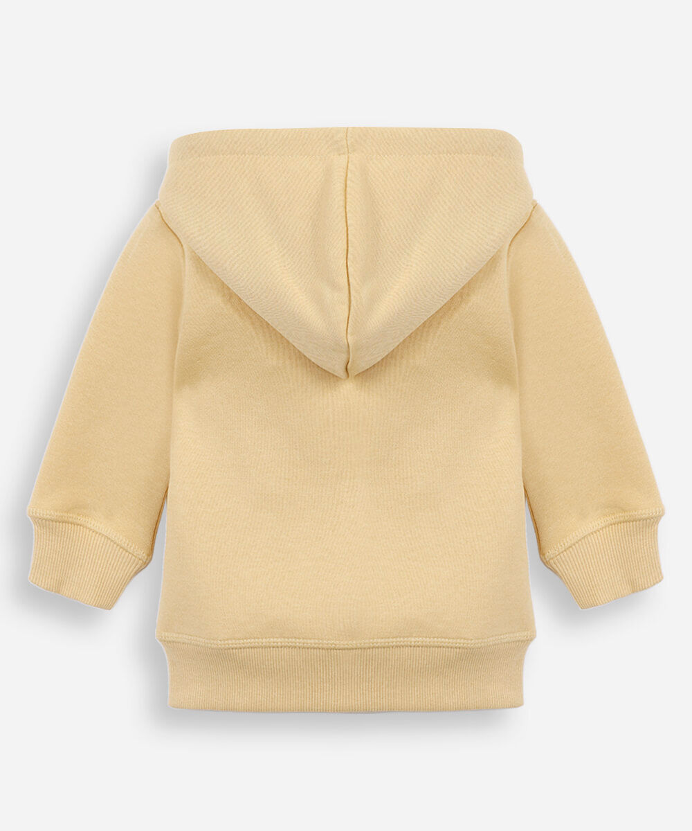 blusão infantil de moletom com capuz e bolso amarelo