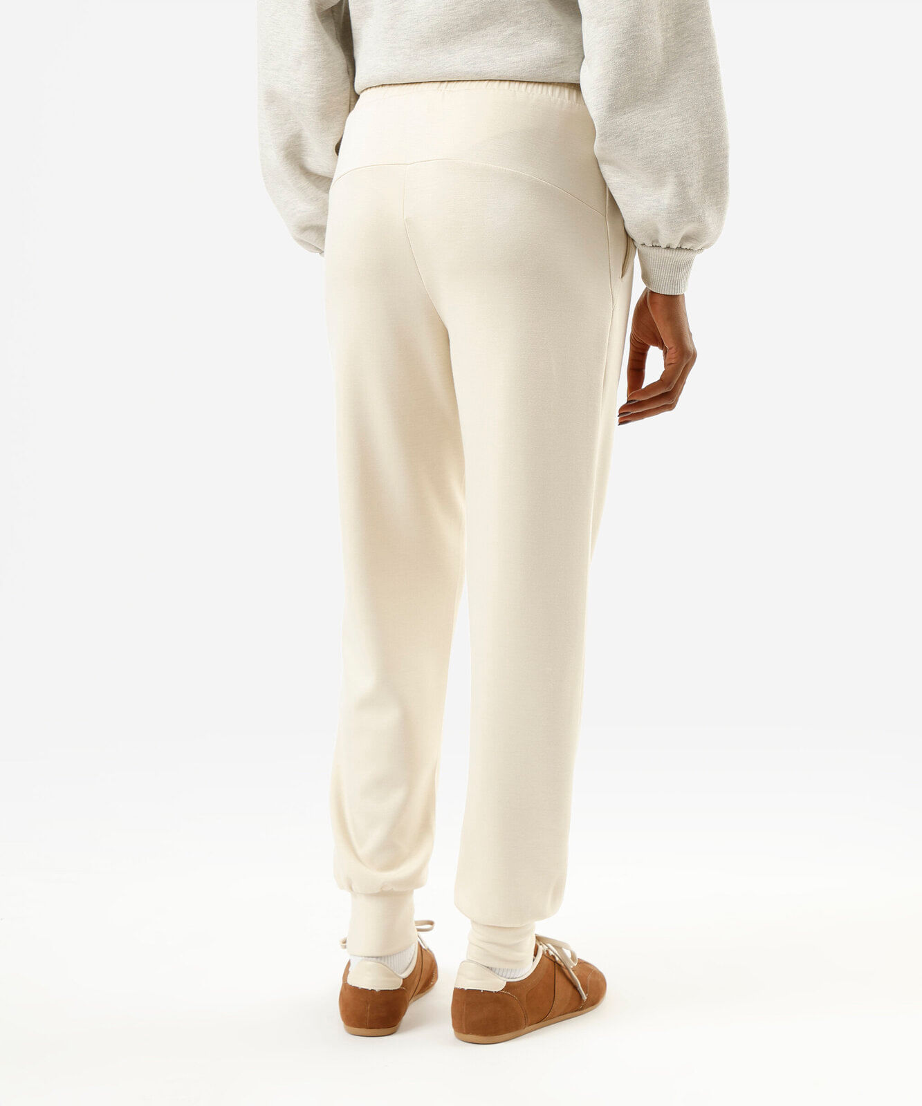 calça jogger feminina de moletinho bege