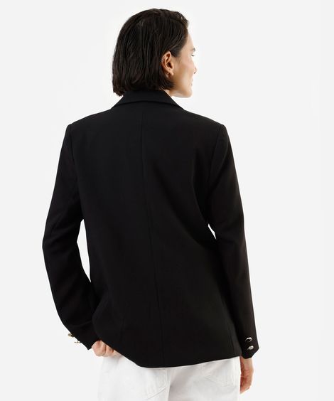 blazer de alfaiataria feminino botões dourados preto