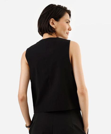 colete de alfaiataria feminino com viscose preto