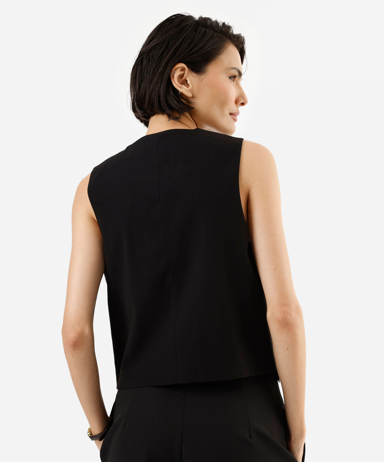 colete de alfaiataria feminino com viscose preto