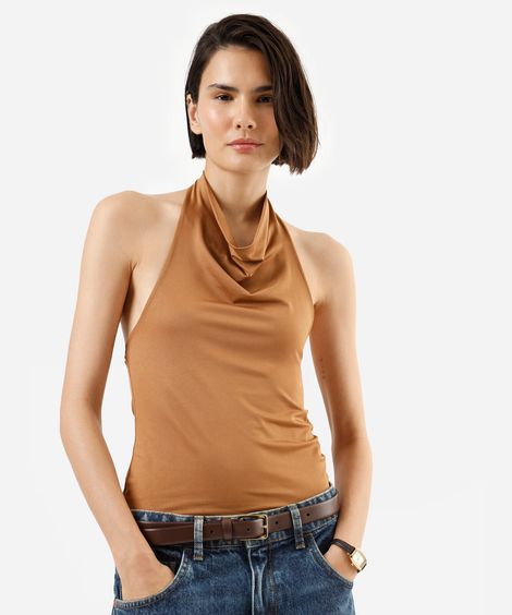 regata frente única feminina decote degagê marrom