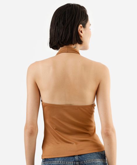 regata frente única feminina decote degagê marrom
