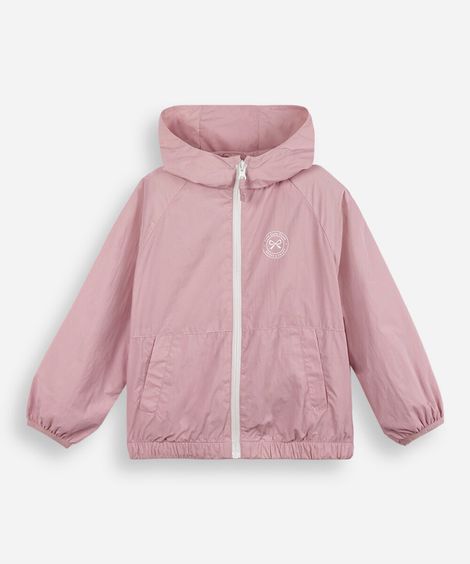 jaqueta corta vento infantil com capuz rosa