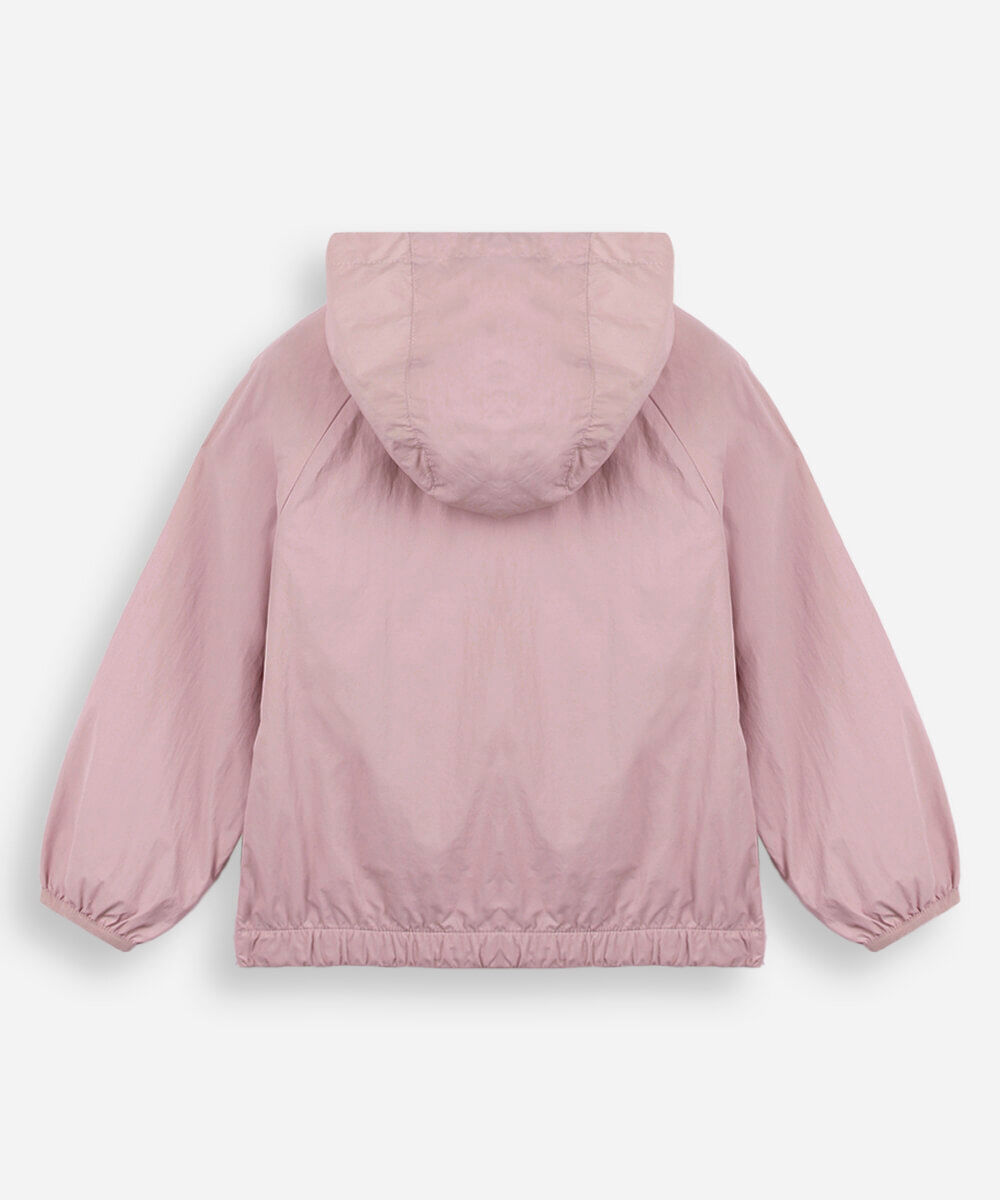 jaqueta corta vento infantil com capuz rosa