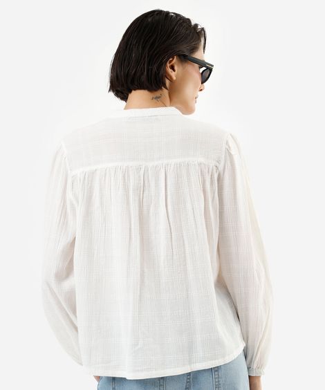 camisa de tule bordada off white