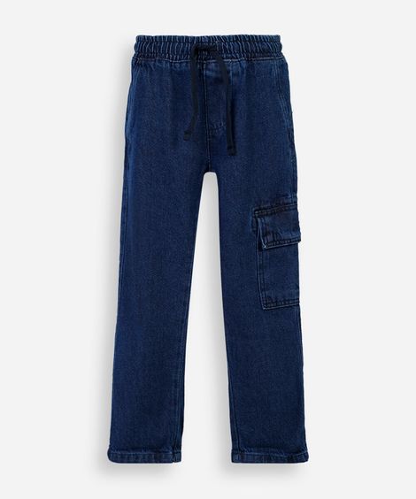 calça cargo infantil cós elástico azul