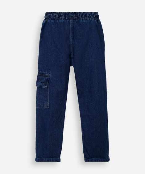 calça cargo infantil cós elástico azul