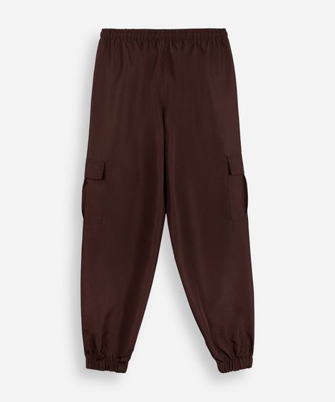 calça jogger cargo juvenil cós elástico marrom