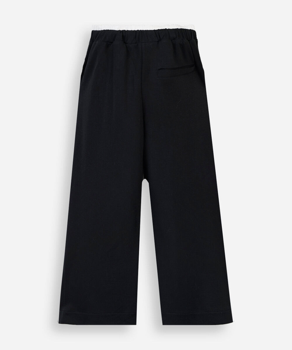 calça de viscose infantil cós duplo preta