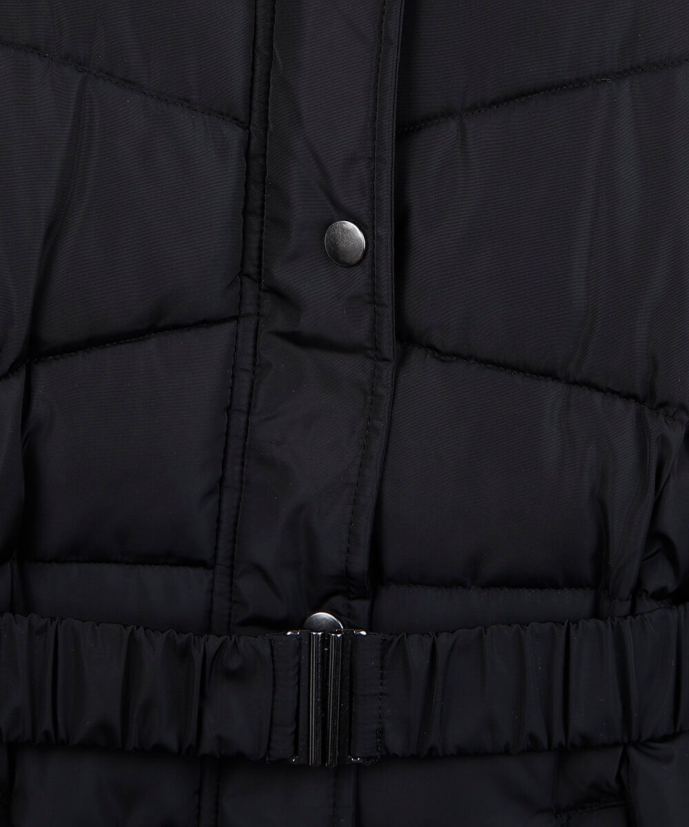 jaqueta puffer infantil alongada com faixa preta