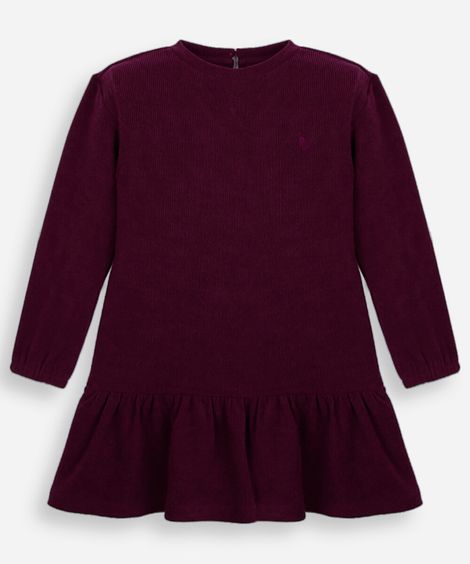 vestido infantil com recorte  vinho