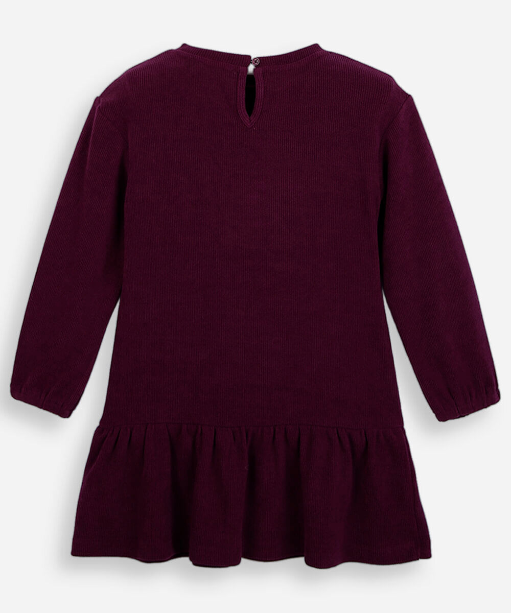 vestido infantil com recorte  vinho