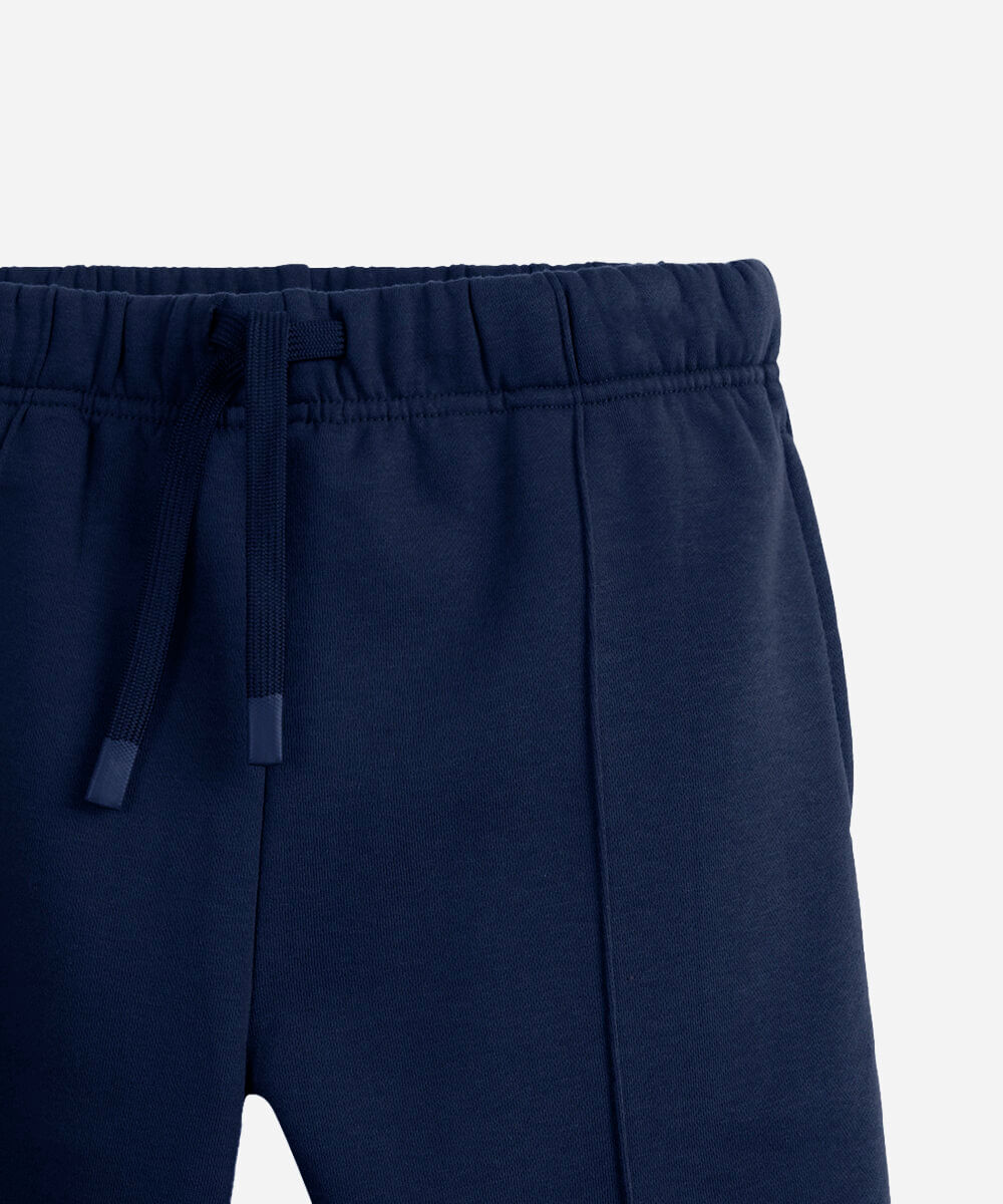 calça jogger juvenil de moletom com nervura azul