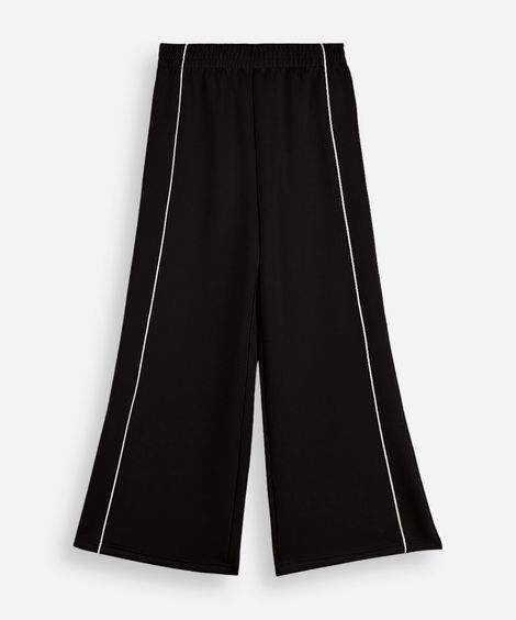 calça wide leg juvenil com nervura preta