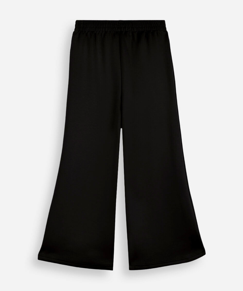calça wide leg juvenil com nervura preta