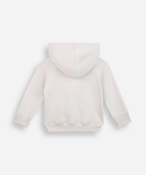 blusão de moletom infantil com capuz e bolso texturizado off white