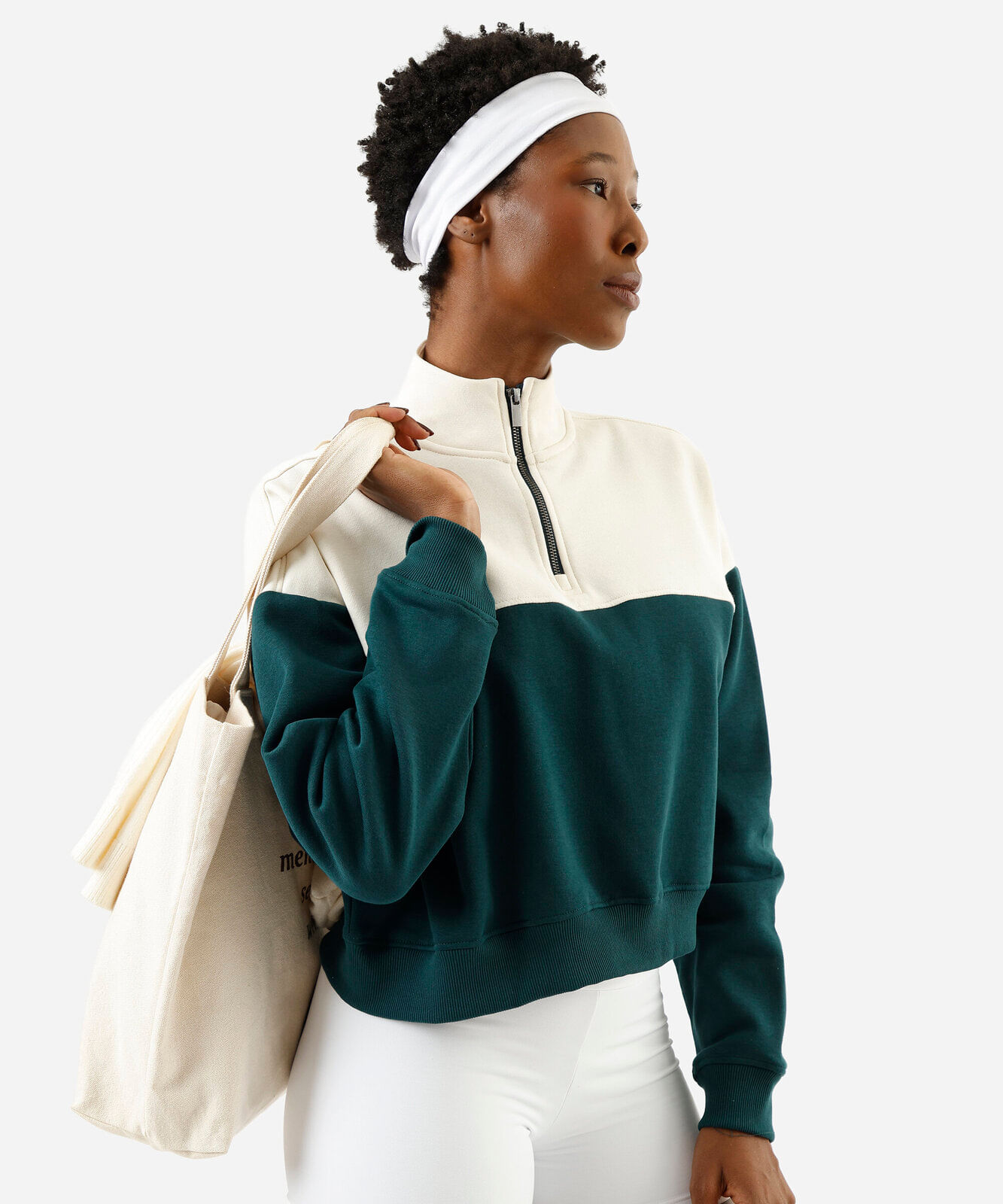blusão feminino de moletom com recorte gola alta verde