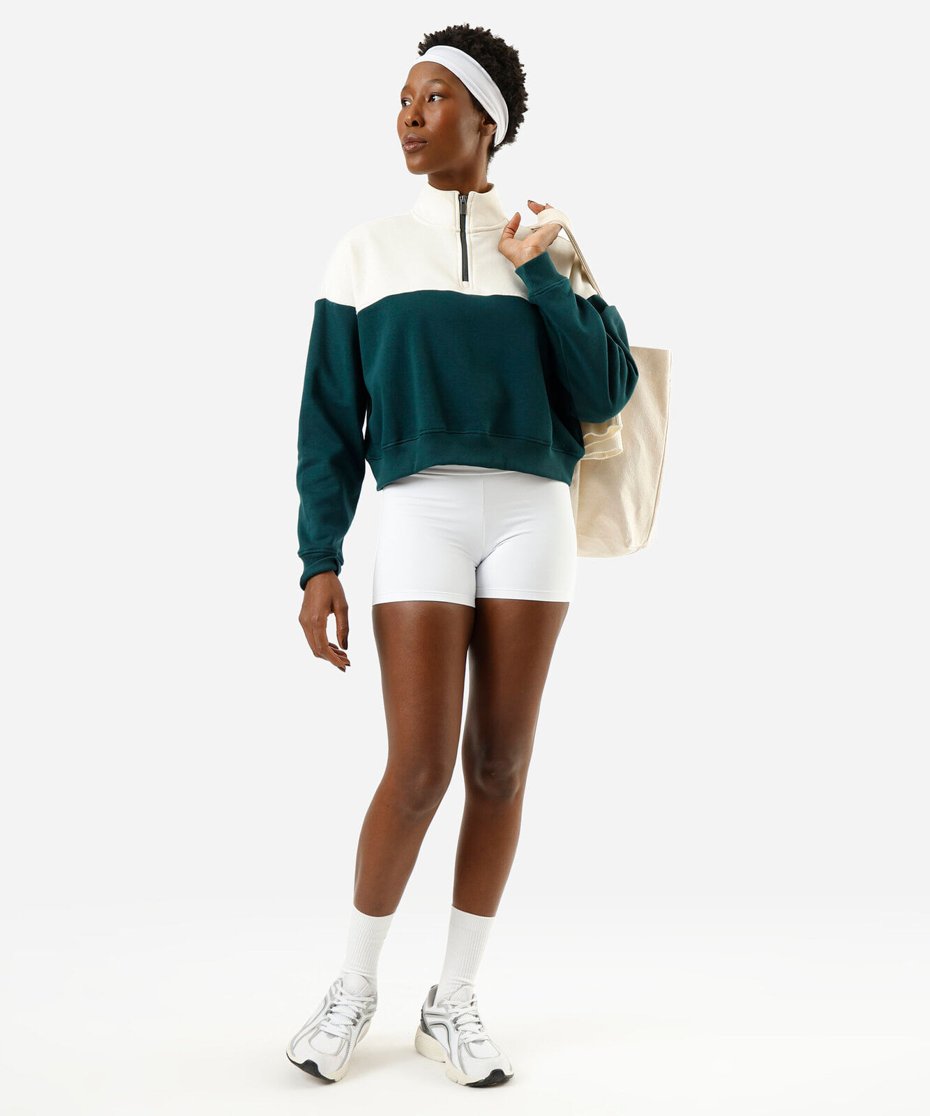 blusão feminino de moletom com recorte gola alta verde