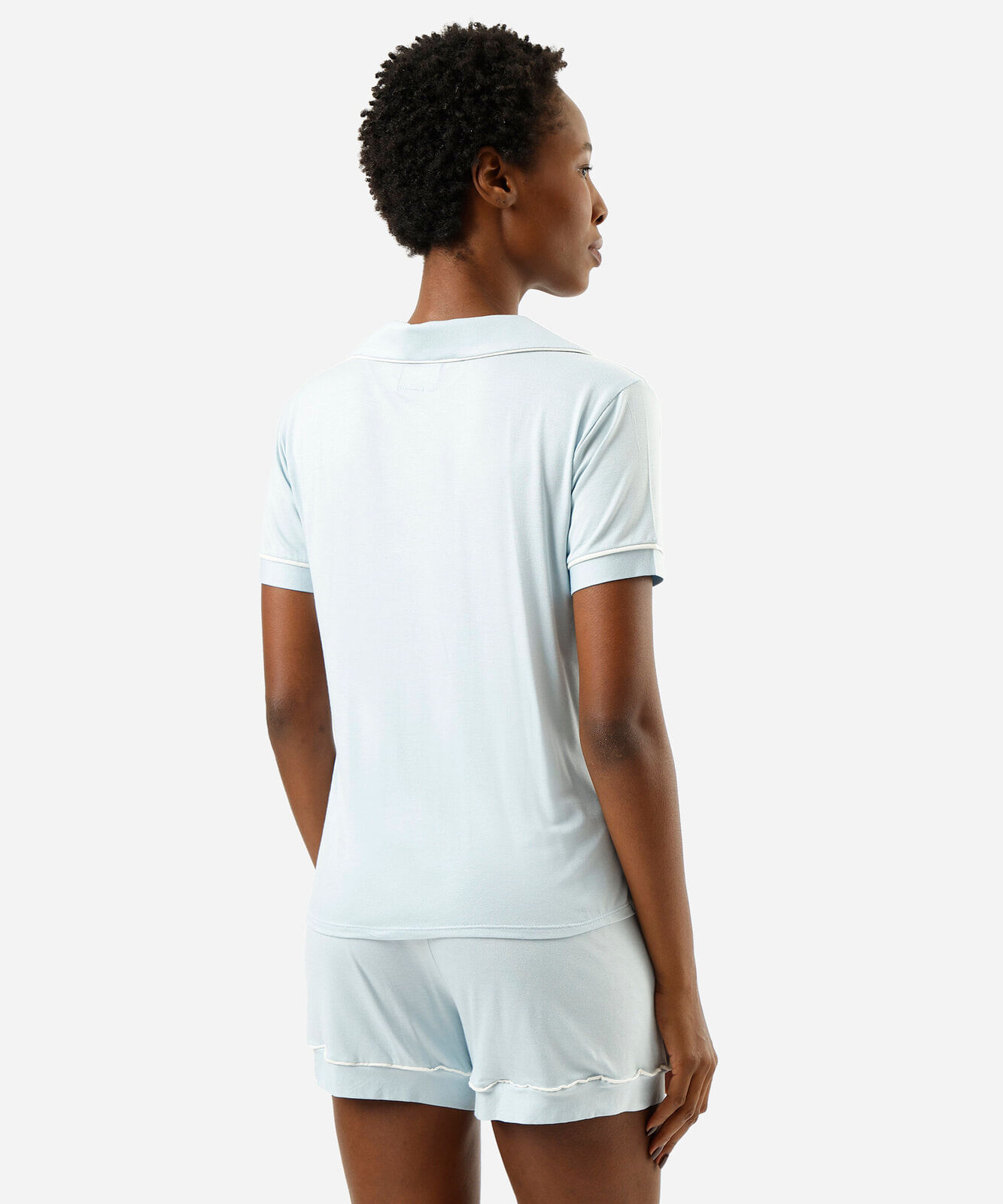 pijama americano feminino de viscose curto azul