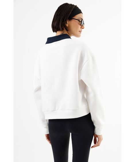 blusão com gola esporte de moletom atlhetics - off white