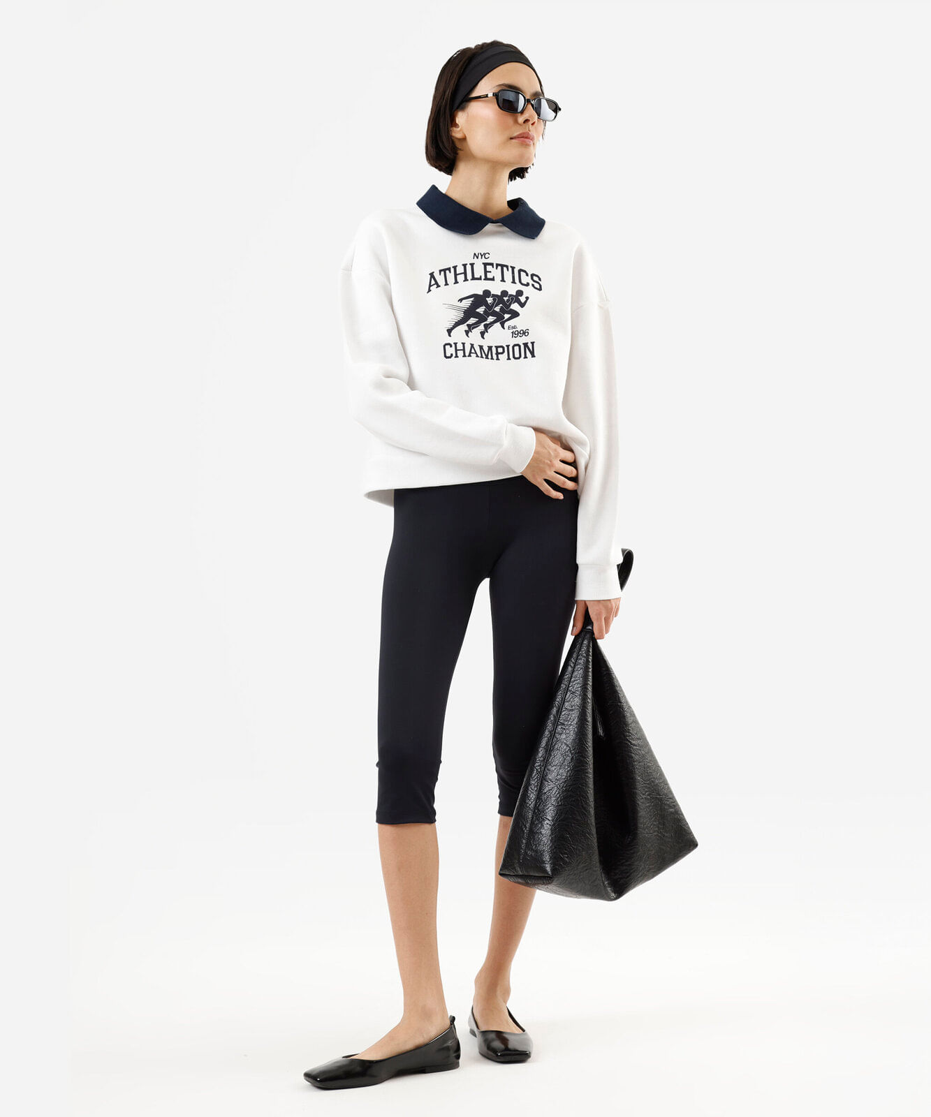 blusão com gola esporte de moletom atlhetics - off white