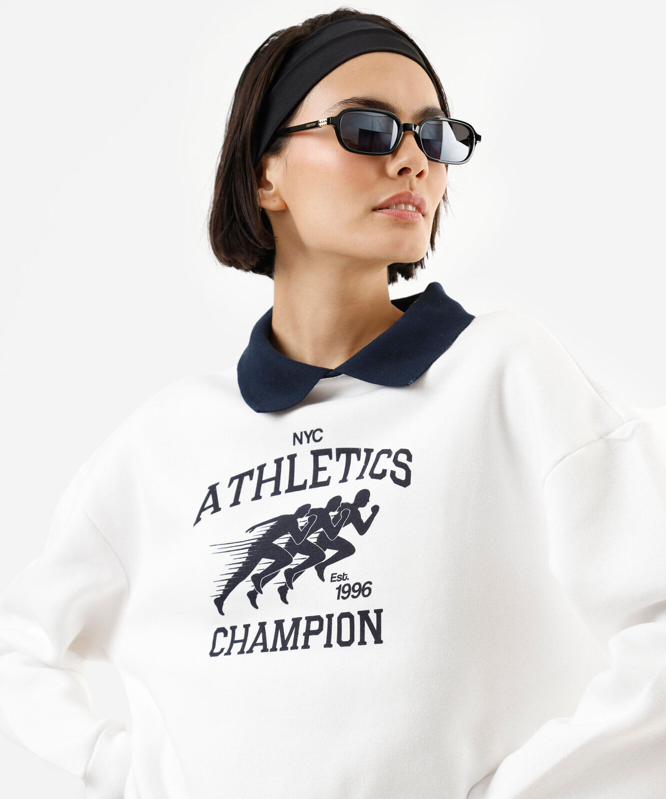 blusão com gola esporte de moletom atlhetics - off white