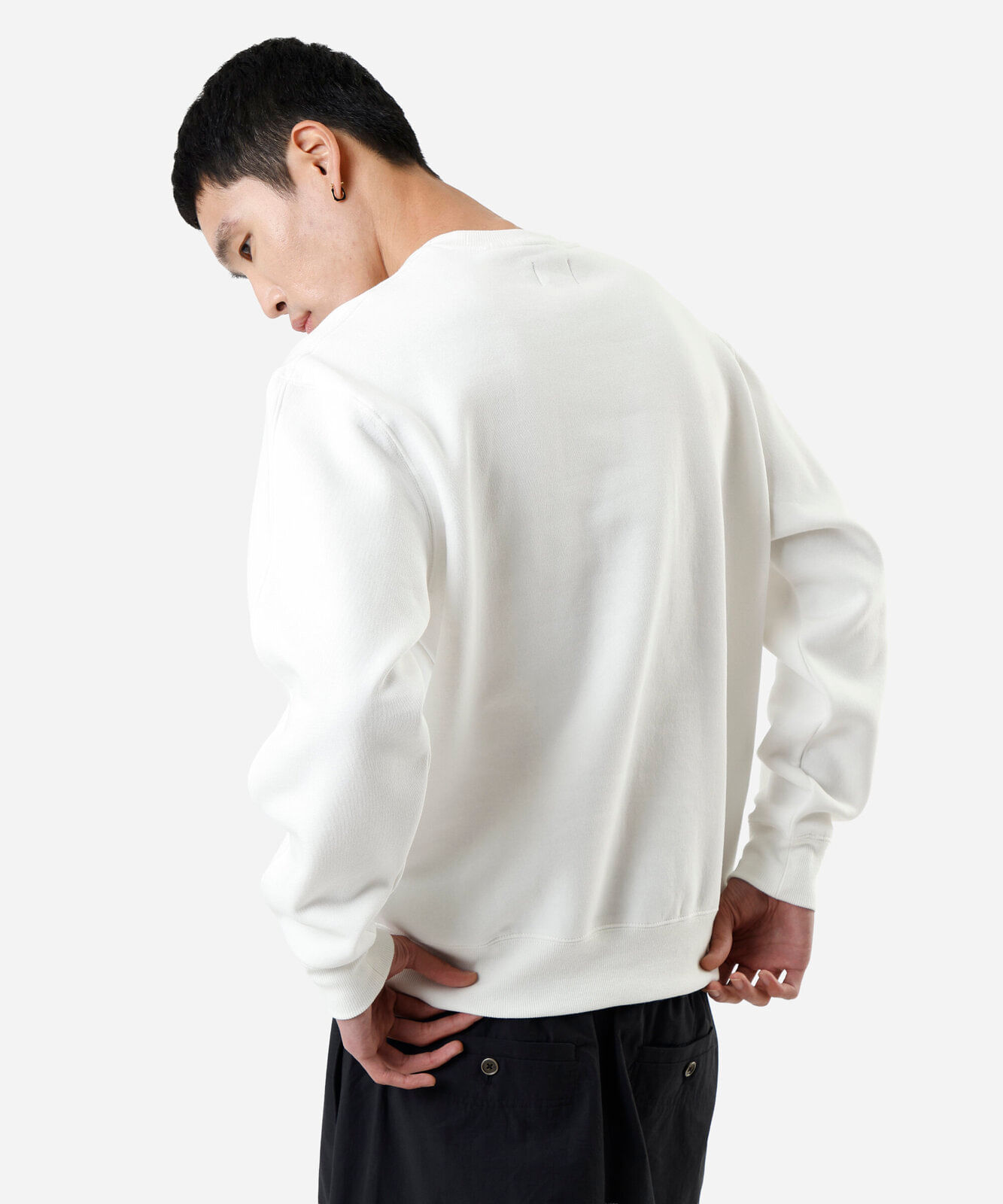blusão oversized masculino de moletom bordado branco