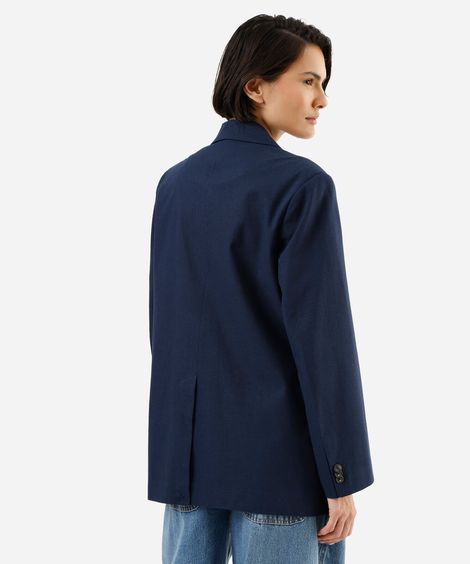 blazer de alfaiataria feminino com linho azul