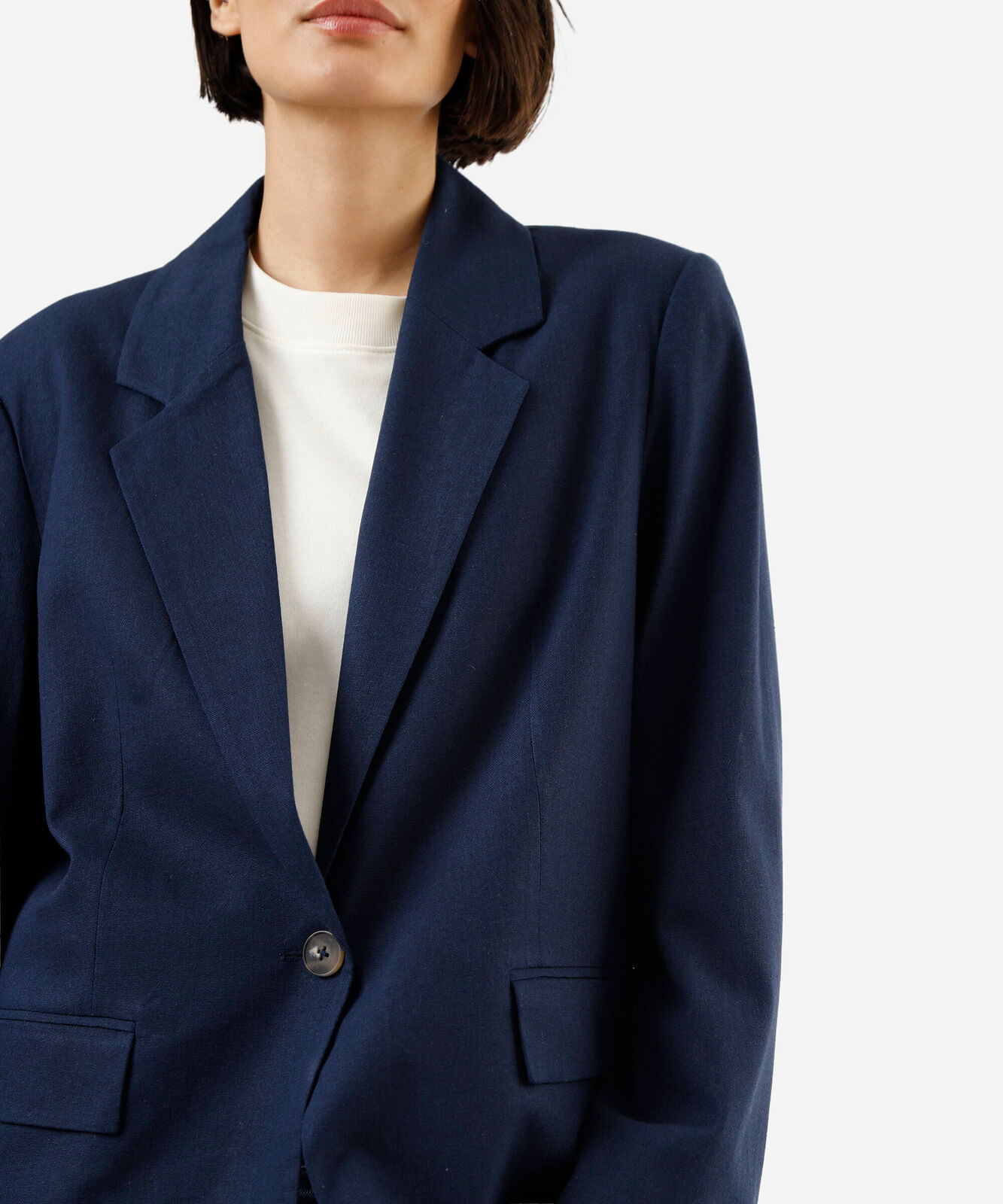 blazer de alfaiataria feminino com linho azul